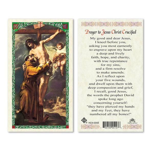 St. Francis W/ Crucified Jesus Laminated Prayer Cards St. Francis W/ Crucified Jesus Laminated Prayer Cards