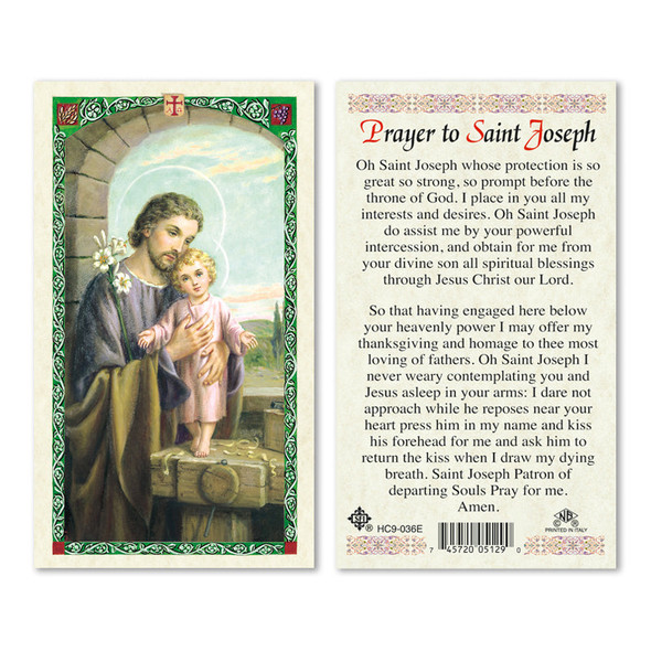 St. Joseph With Child Laminated Prayer Cards