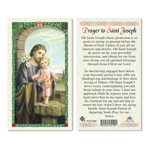 St. Joseph With Child Laminated Prayer Cards St. Joseph With Child Laminated Prayer Cards