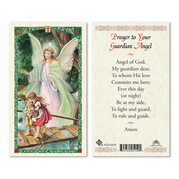 Guardian Angel Crossing Bridge Laminated Prayer Cards