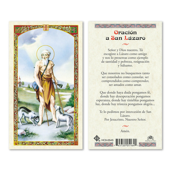 San Lazaro Spanish Laminated Prayer Cards
