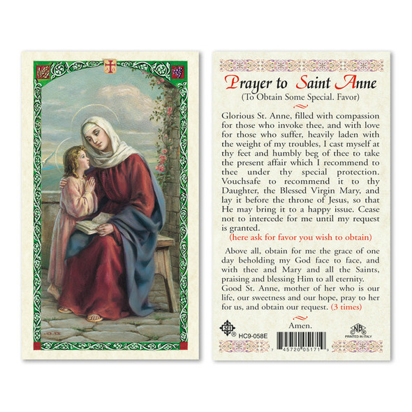 St. Anne Laminated Prayer Cards