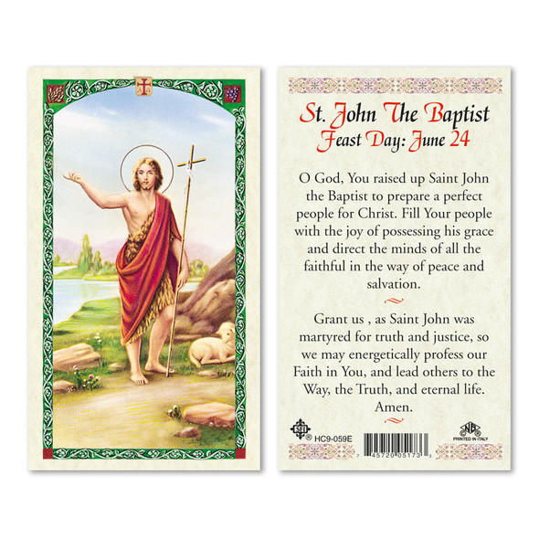 St. John The Baptist Laminated Prayer Cards