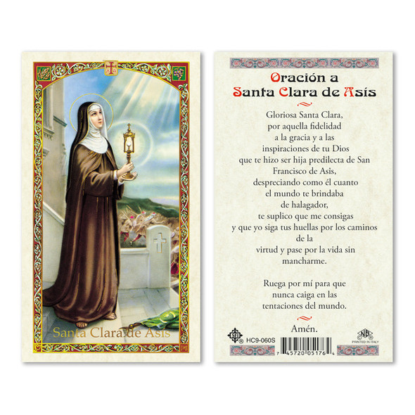 St. Clara Spanish Laminated Prayer Cards