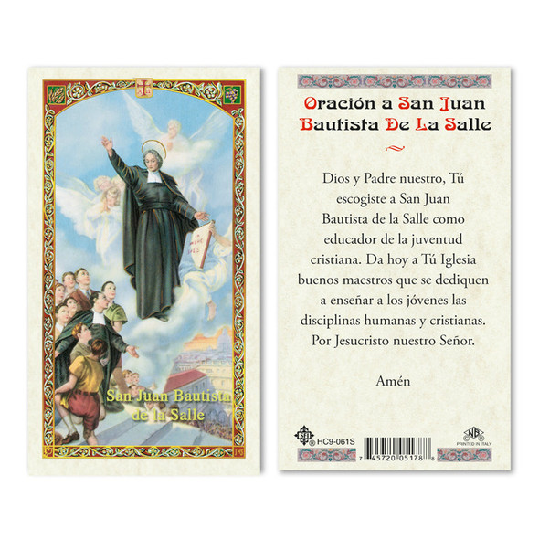 San Juan Bautista De La Salle Spanish Laminated Prayer Cards
