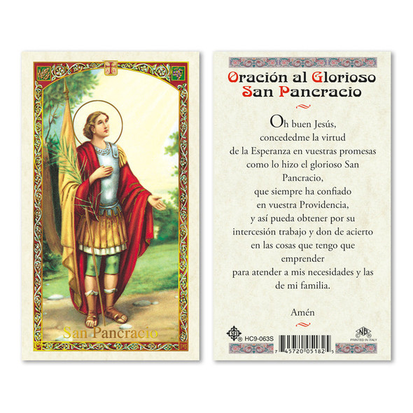 San Pancracio Spanish Laminated Prayer Cards