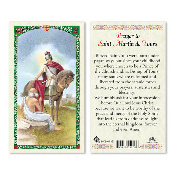 St. Martin De Tours Laminated Prayer Cards