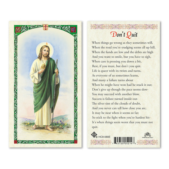 St. Jude Don'T Quit Laminated Prayer Cards