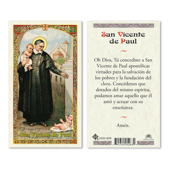 San Vincente Spanish Laminated Prayer Cards