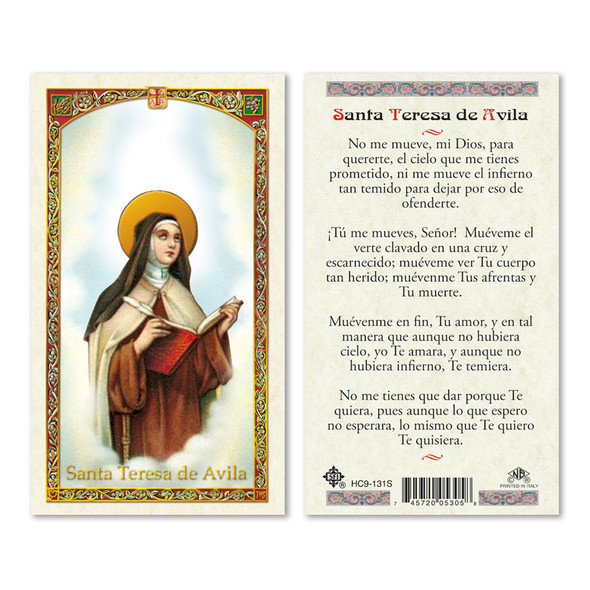 Santa Teresa De Avila Spanish Laminated Prayer Cards