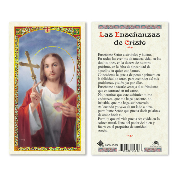 Ensenanzas Cristo Spanish Laminated Prayer Cards