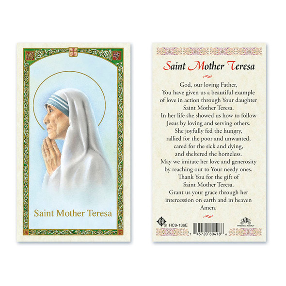 St. Mother Teresa Laminated Prayer Cards