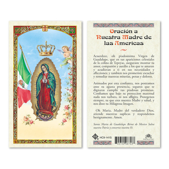 Nuestra Senora Guadalupe Madre De Las Americas Spanish Laminated Prayer Cards
