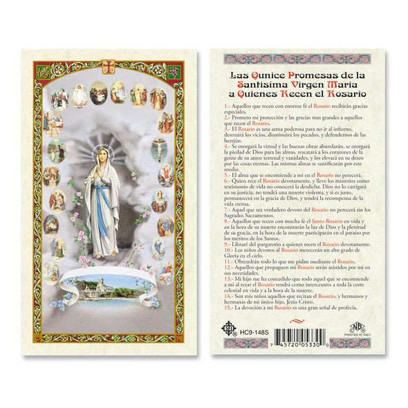 Las Quince Promesas A La Virgen Maria Spanish Laminated Prayer Cards