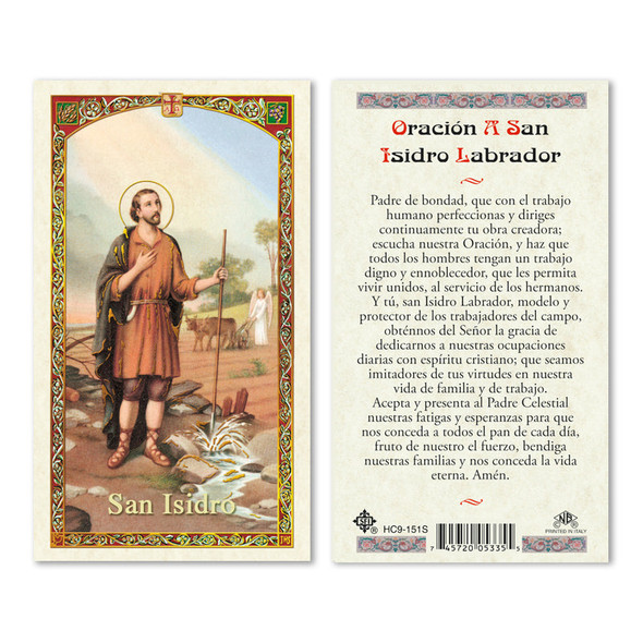 San Isidro Spanish Laminated Prayer Cards