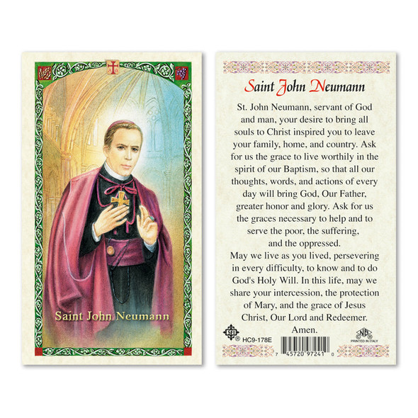 St. John Neumann Laminated Prayer Cards