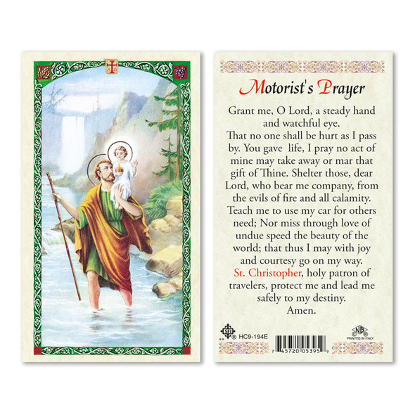 St. Christopher Motorist Prayer Laminated Prayer Cards
