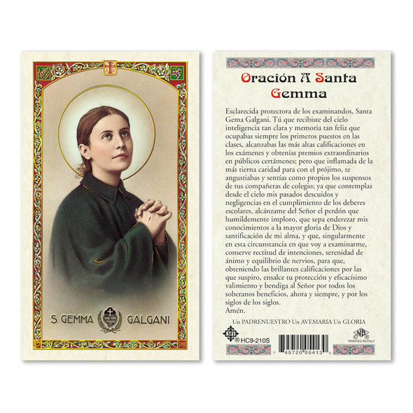 Santa Gemma Galgani Spanish Laminated Prayer Cards