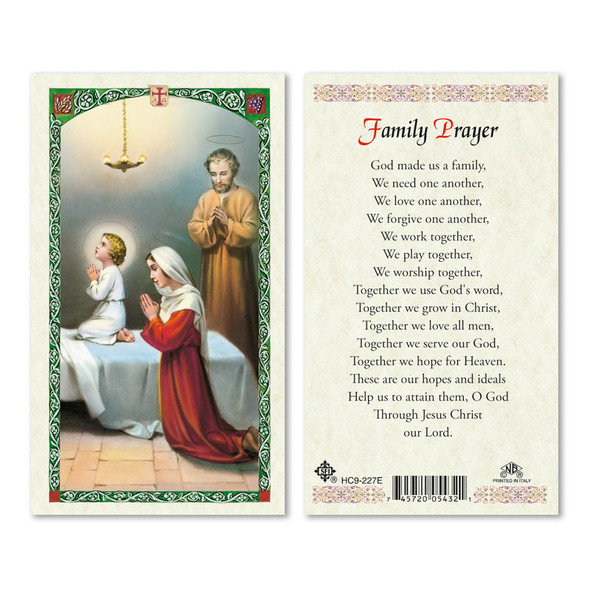 Family Prayer Laminated Prayer Cards