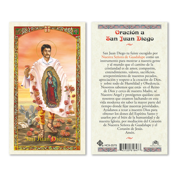 San Juan Diego Spanish Laminated Prayer Cards