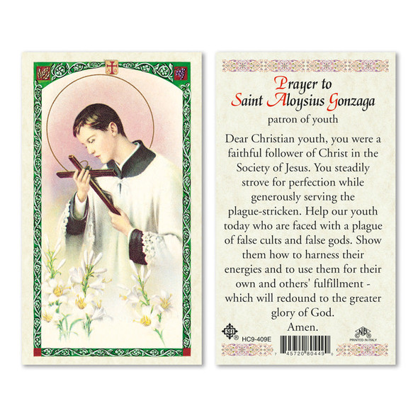 St. Aloysius Laminated Prayer Cards