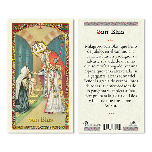 Oracion A San Blase Spanish Laminated Prayer Cards