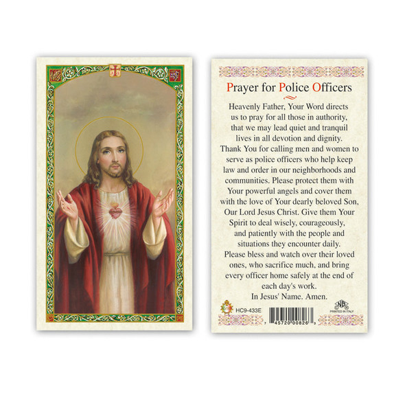 Sacred Heart Of Jesus / Prayer For Police Officers Laminated Prayer Cards