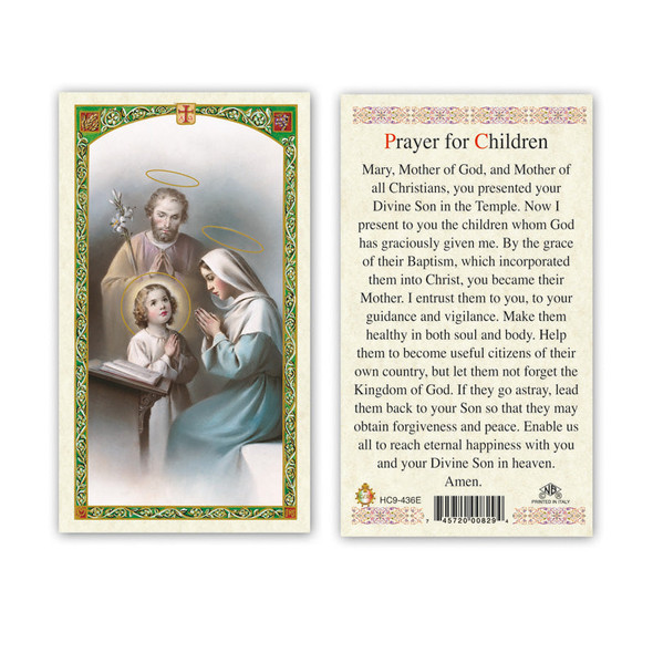 Holy Family - Prayer For Children Laminated Prayer Cards