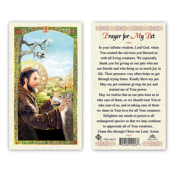 St. Francis Of Assisi Prayer For My Pet Laminated Prayer Cards