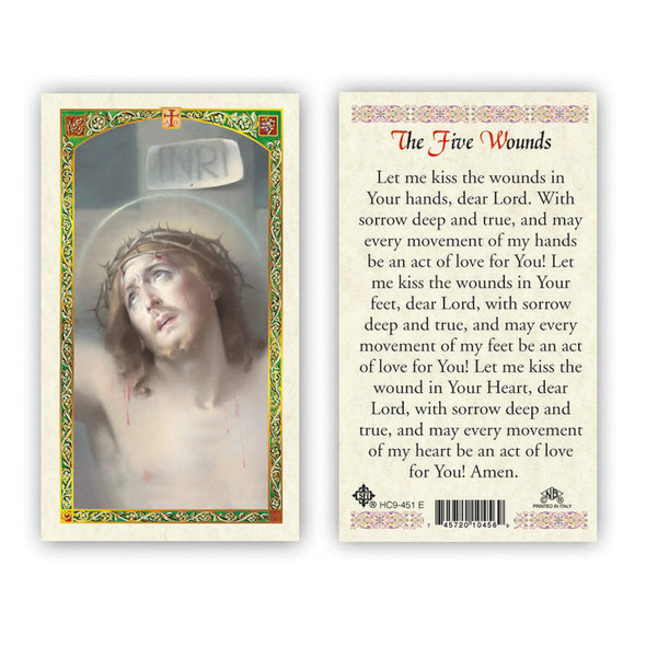 Jesus Crucified - The Five Wounds Laminated Prayer Cards