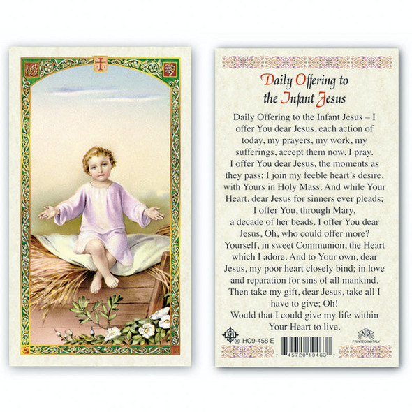 Infant Jesus - Daily Offering To The Infant Jesus Laminated Prayer Cards