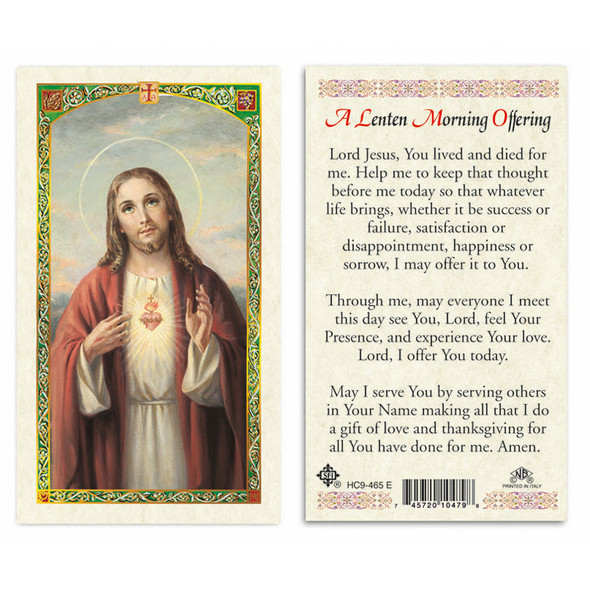 Sacred Heart Of Jesus / A Lenten Morning Offering Laminated Prayer Cards