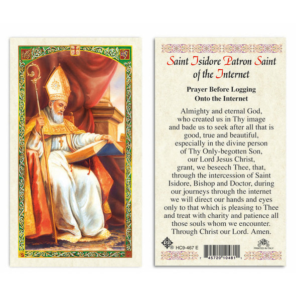 St. Isidore - Prayer Before Logging Onto The Internet Laminated Prayer Cards