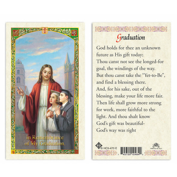 Jesus With Graduates - Graduation Laminated Prayer Cards