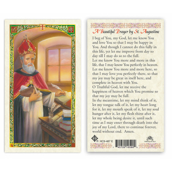 St. Augustine - A Beautiful Prayer Laminated Prayer Cards