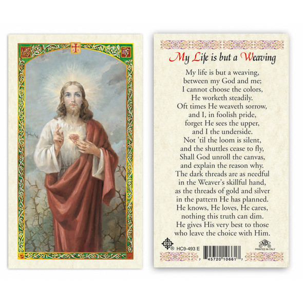 Sacred Heart Of Jesus - My Life Is But A Weaving Laminated Prayer Cards