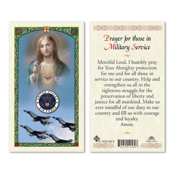 Sacred Heart Of Jesus / Air Force Laminated Prayer Cards
