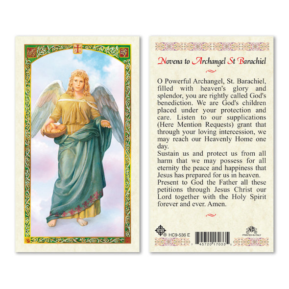 Novena Archangel Barachiel Laminated Prayer Cards