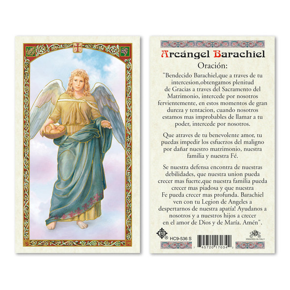 Novena Archangel Barachiel Spanish Laminated Prayer Cards