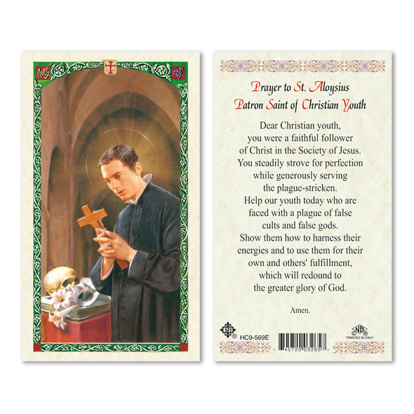 St. Aloysus Laminated Prayer Cards – (Pack of 25)