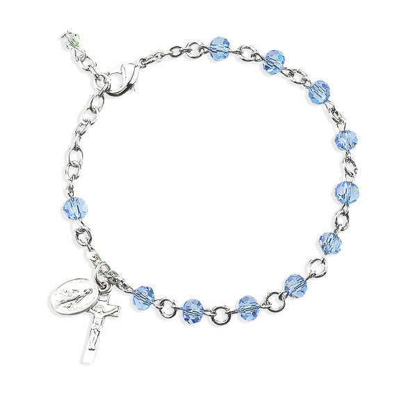 Violet Round Faceted Crystal Rosary Bracelet