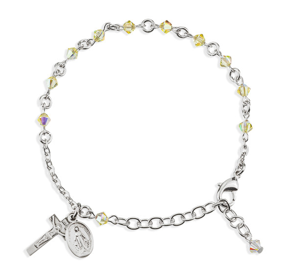 Rosary Bracelet Created with 4mm Jonquil Finest Austrian Crystal Rondelle Beads by HMH