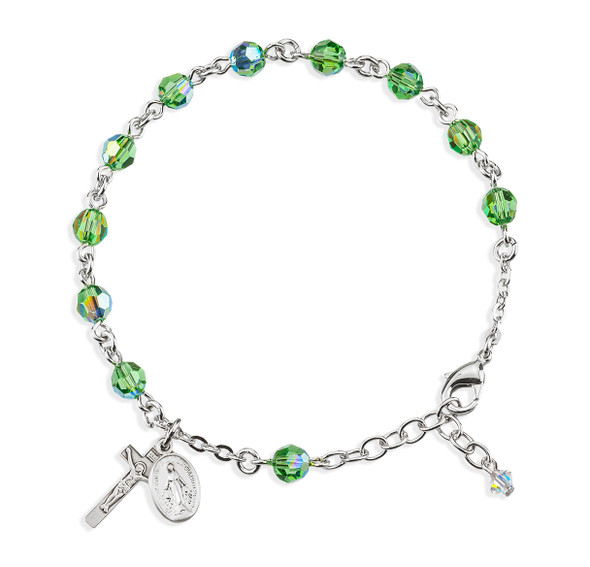 Rosary Bracelet Created with 6mm Erinite Finest Austrian Crystal Round Beads by HMH