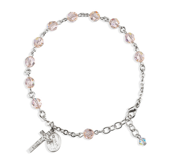 Rosary Bracelet Created with 6mm Silk Finest Austrian Crystal Round Beads by HMH