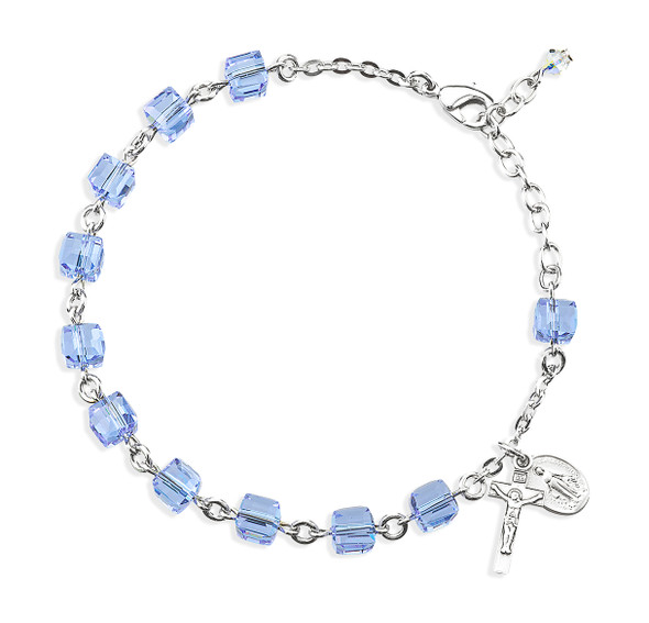 Violet Cube Sterling Silver Rosary Bracelet