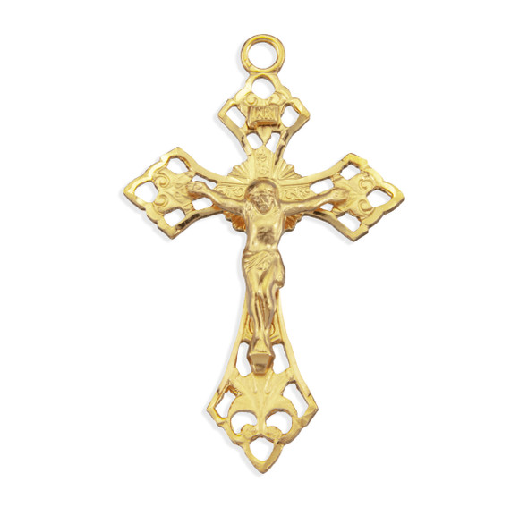 Gold Over Sterling Silver Pierced Crucifix with Angle Tips