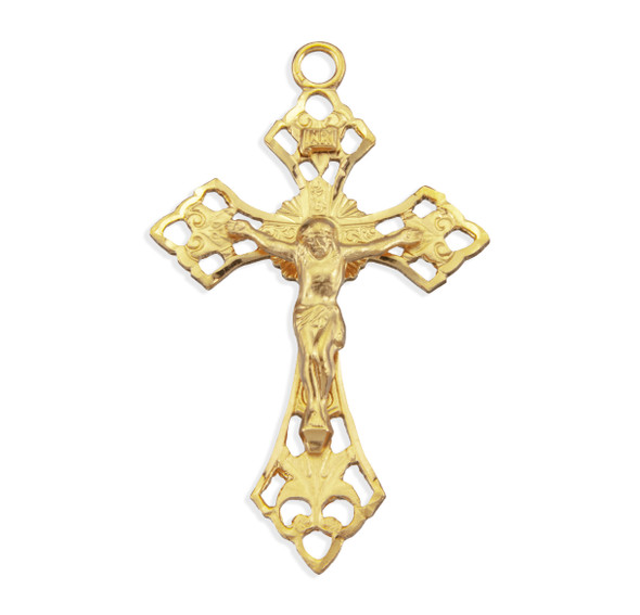 Gold Over Sterling Silver Pierced Crucifix with Angle Tips Gold Over Sterling Silver Pierced Crucifix with Angle Tips