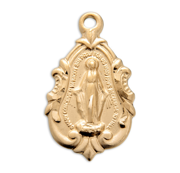 Gold Over Sterling Silver Fancy Baroque Miraculous Medal
