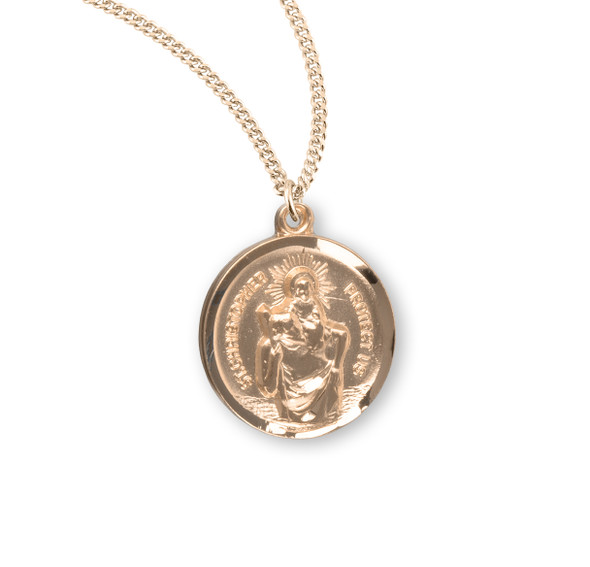 Saint Christopher Round Gold Over Sterling Silver Medal