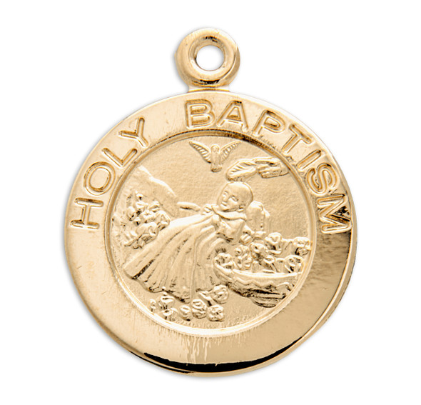 Holy Baptism Med Round Gold Over Sterling Silver Medal